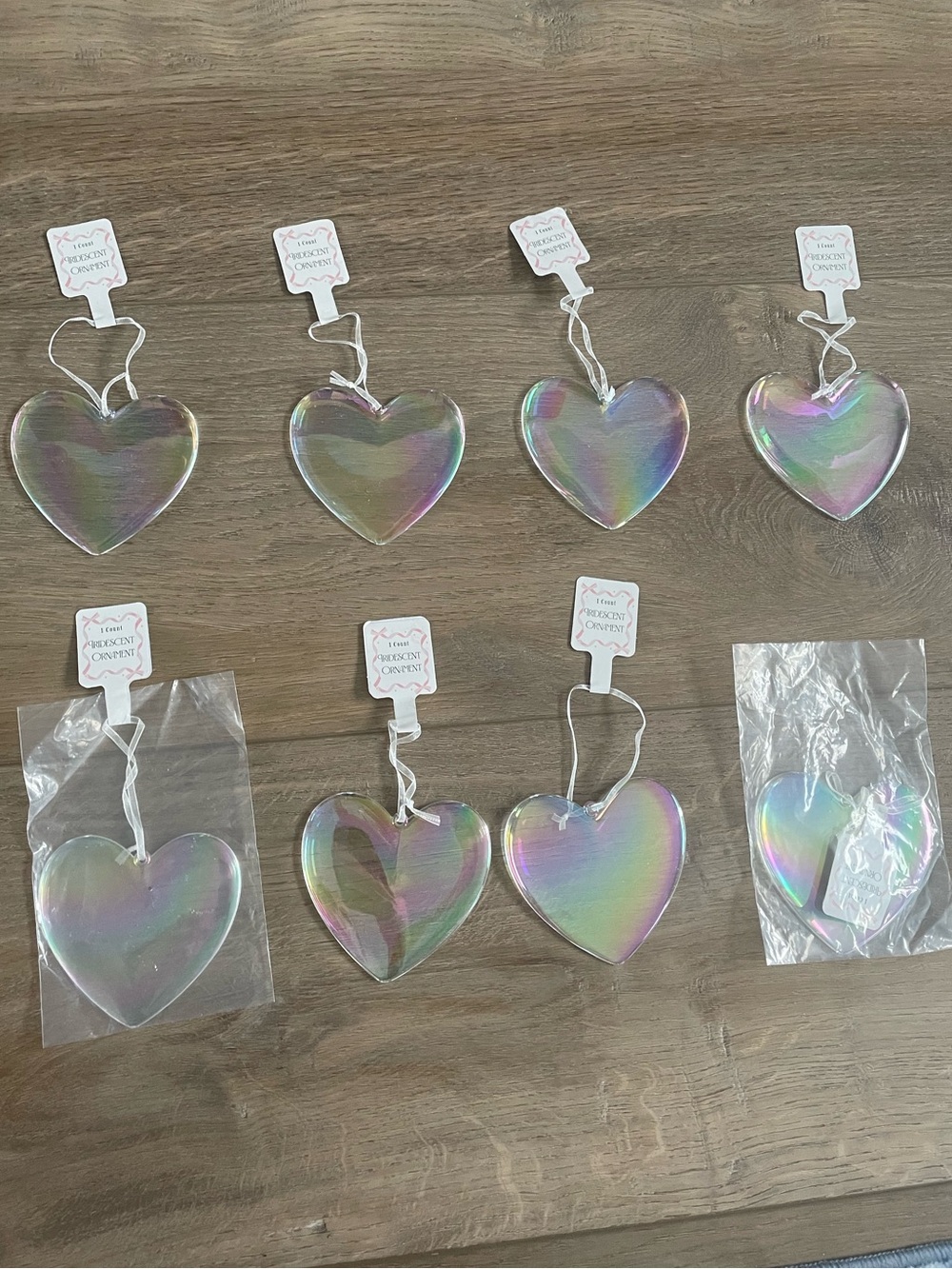 NWT Holographic Iridescent Heart Ornaments - Set of 8